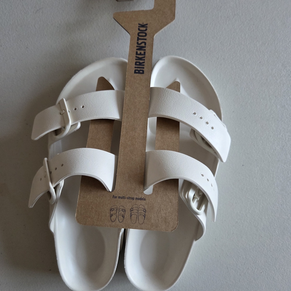 Birkenstock Size 38 Eva Double Strap White Sandals